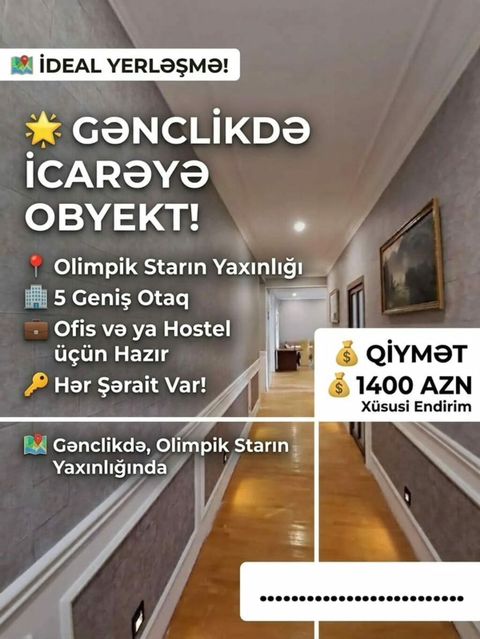 İcarəyə Obyekt Verilir Ünvan: Gənclik, Olimpiк Starın yaxınlığı — Masazır