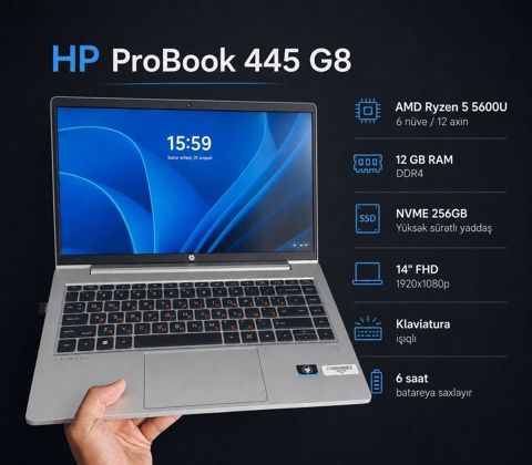 HP ProBook 445 G8 AMD Ryzen 5 5600U / 12GB RAM / NVMe 256GB AMD — Bakı