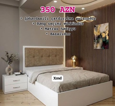 Mebel dəsti – yumşaq başlıqlı ikinəfərlik çarpayı və tumbalar - Ölçü — Bakı