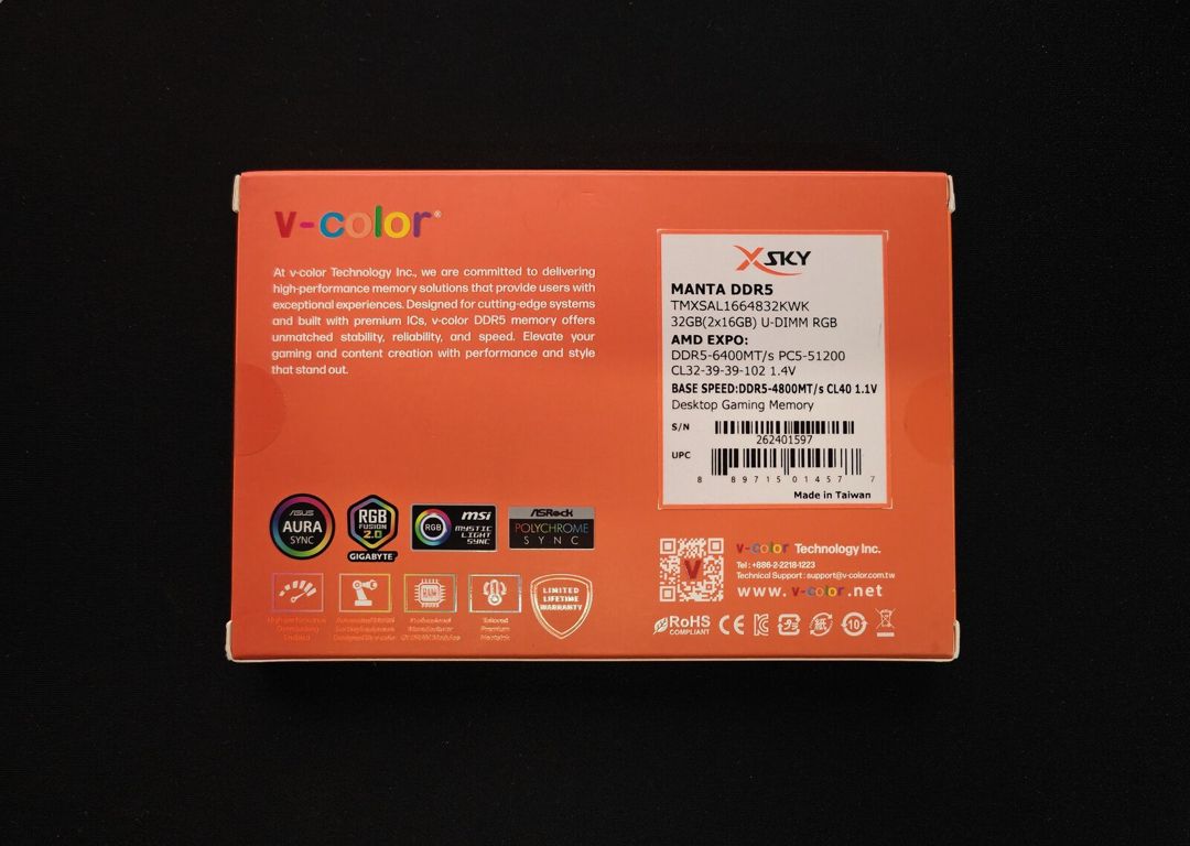 V-color Manta XSky rgb DDR5 32GB 6400MHz CL32 — Elektronika, Bakı (2)