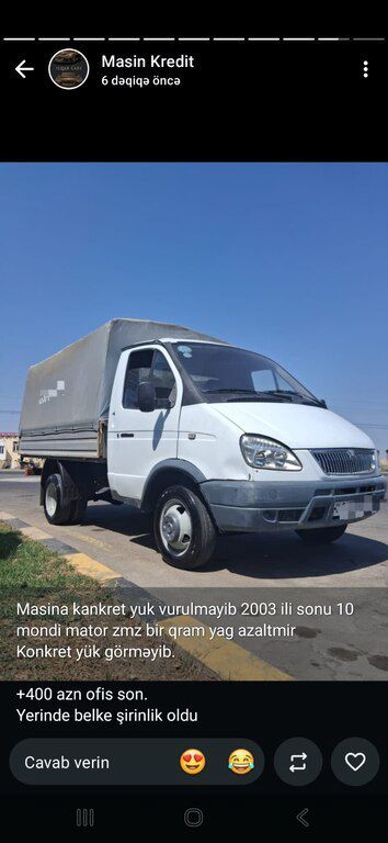 GAZ GAZel (33021), 2.4 L, 2003 il, 115 000 km — Yük maşınları, İmişli (2)