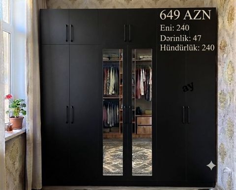 Geniş həcmli 6 qapılı paltar şkafı – 649 AZN Ölçülər: - Eni: 240 sm — Digah