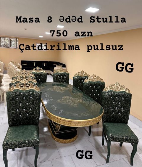 Yeni və Sifarişlə Masa+8 ədəd stul Cəmi 750 azn Rəng secimi var — Bakı