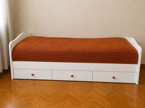 Ağ rəngli tək nəfərlik çarpayı və Viva Ecoline ortopedik döşək dəsti — Bakı