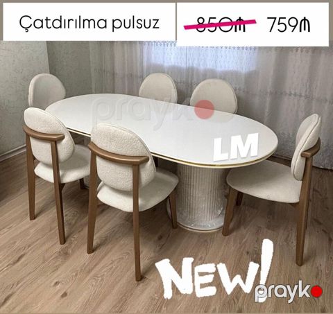 Yemək masası və 6 stul dəsti. Müasir və zövqlü dizayna malik bu dəst — Mehdiabad