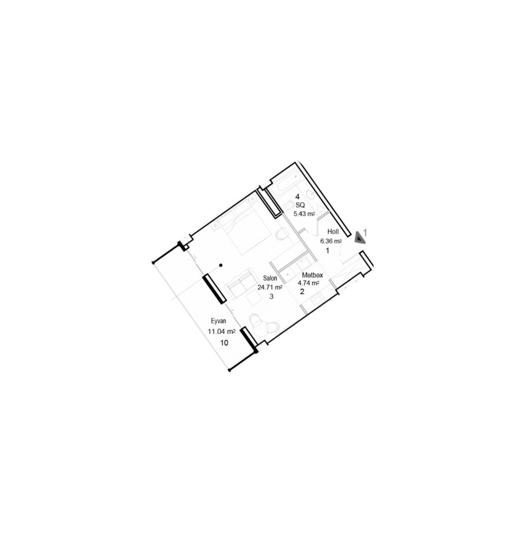 Satılır 1 otaqlı yeni tikili 59.3 m² — Mənzil, Bakı (8)