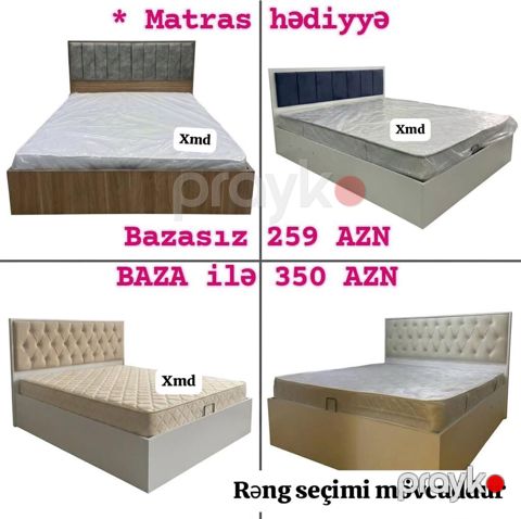 Yataq dəsti – müxtəlif modellər və rənglər - Başlıq hissəsi yumşaq — Bakı