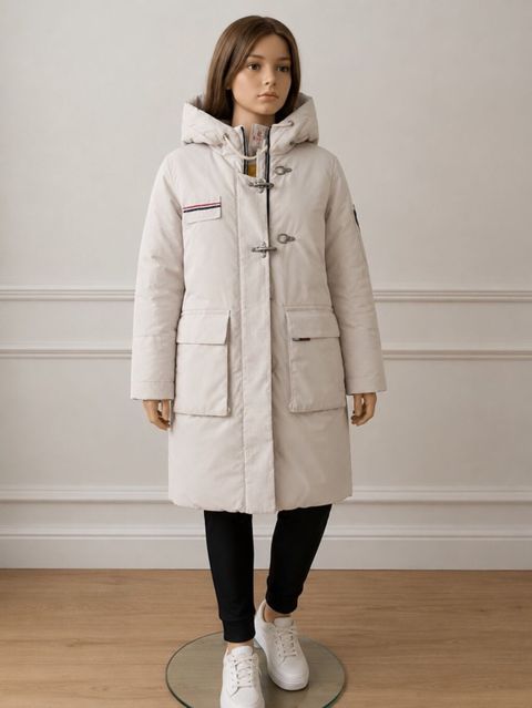 Uşaq/qız üçün uzun qış parka gödəkçəsi - Rəng: açıq bej - Model — Digah