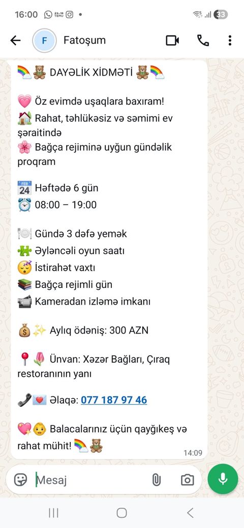 Uşaq baxımı xidməti – ev şəraitində - Rahat, təhlükəsiz və səmimi ev — Sumqayıt