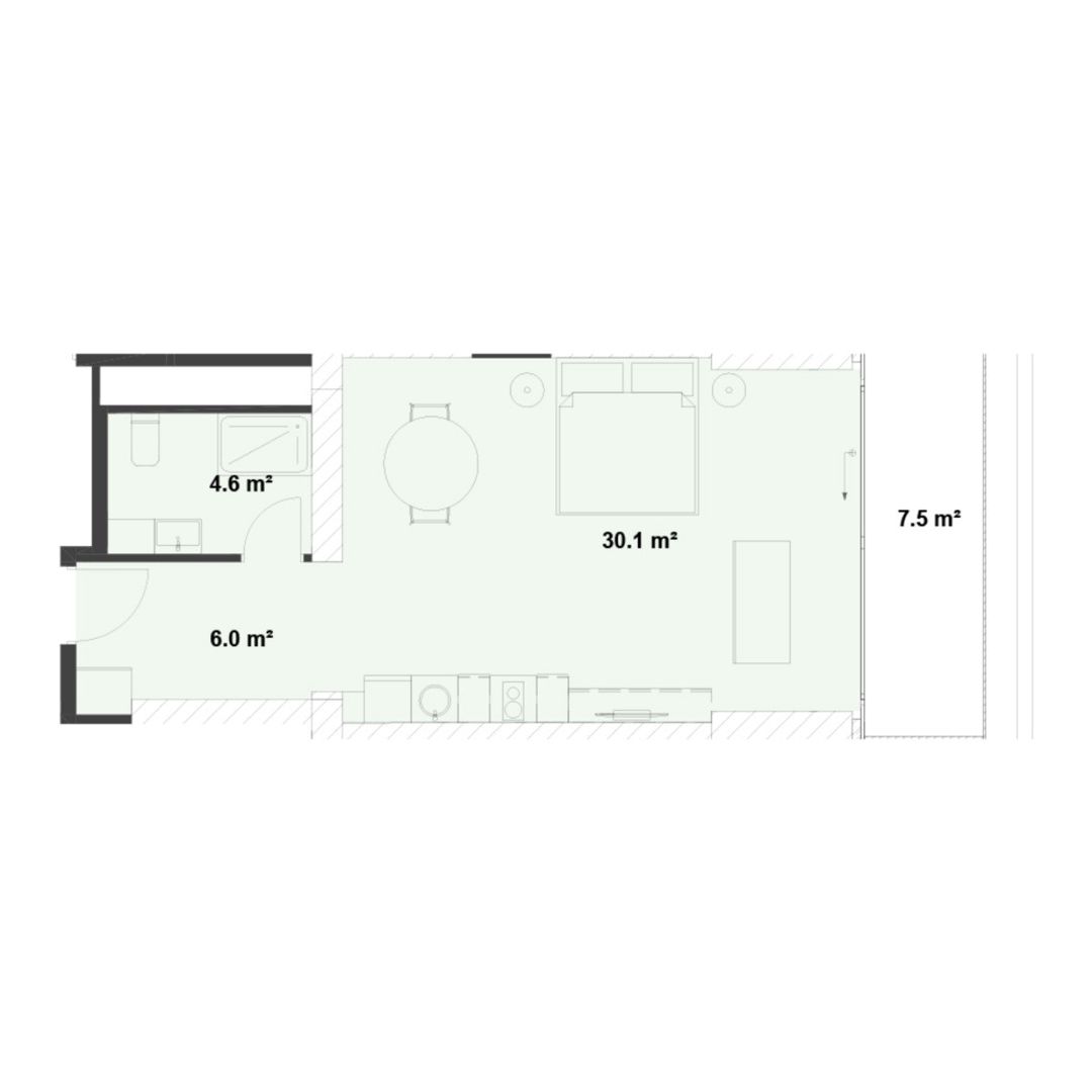 Satılır 1 otaqlı yeni tikili 56.7 m² — Mənzil, Bakı (5)