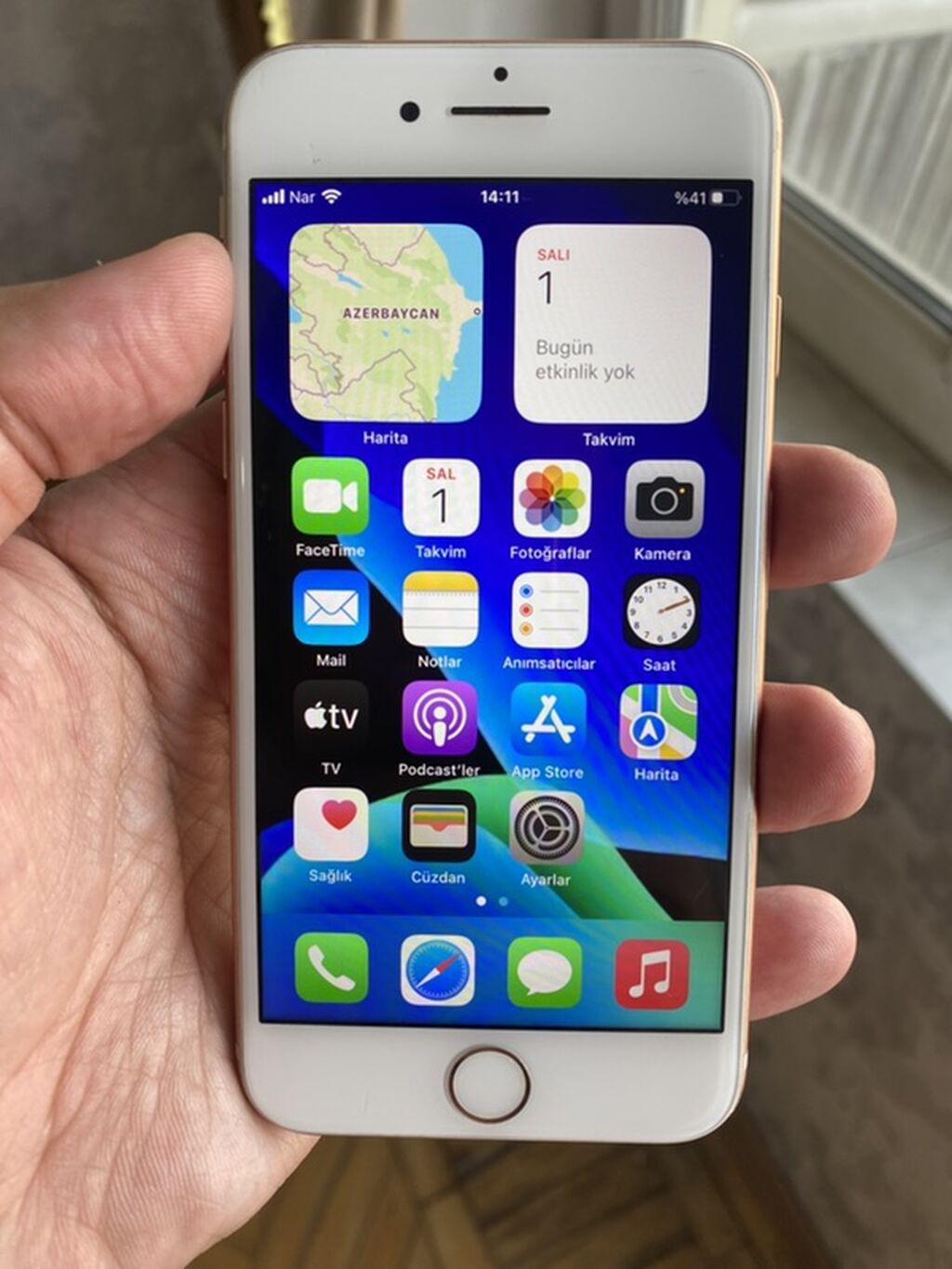 IPhone 8, 64 GB, Qızılı, Barmaq izi — Apple iPhone, Bakı (2)