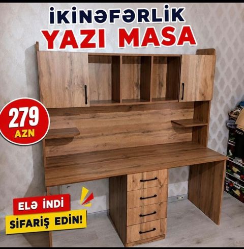 İkinəfərlik yazı masası və böyük paltar şkafı Yazı masası — Mehdiabad