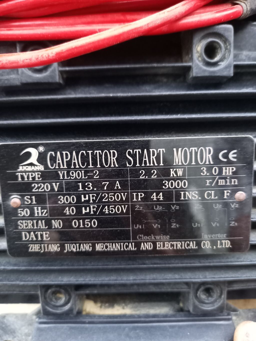 Juqıang Capacitor Start Motor – YL90L-2 - Tip: YL90L-2, kondensatorla — Təmir və inşaat, Bakı (3)
