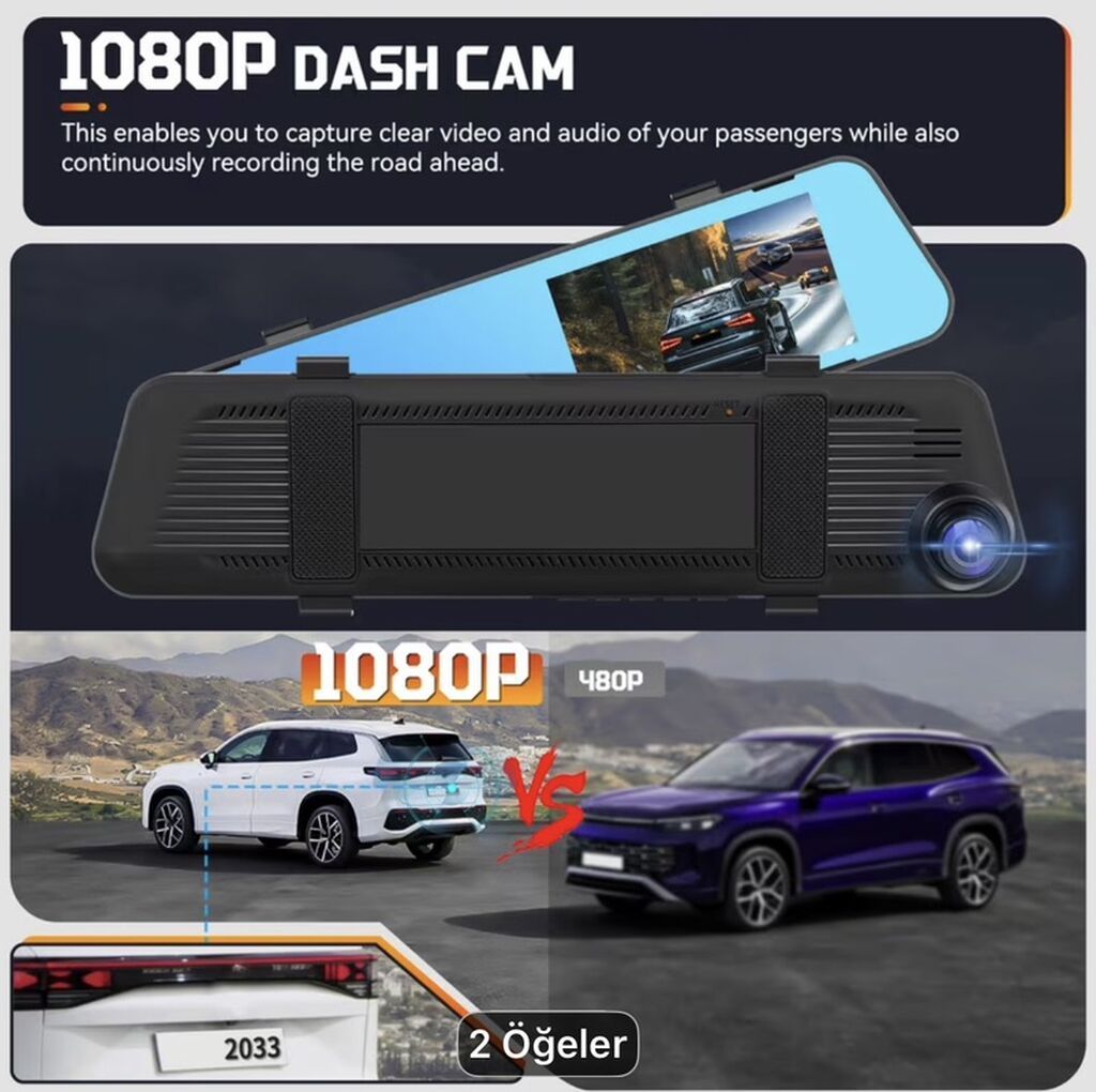 Avtomobil arxa güzgüsünə quraşdırılan 1080P DVR kamera sistemi - 4.5 — Elektronika, Bakı (5)