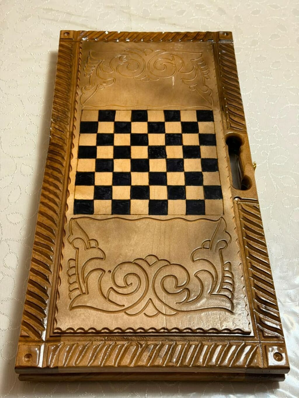 Əl oyma taxtadan nərd-şahmat dəsti - Material: keyfiyyətli bərk ağac — Şax, şəkəh, nard, Masazır (3)
