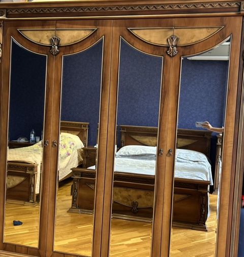 İşlənmiş, 4 qapılı, Güzgülü, Qəhvəyi, Taxta, Açılan, Düz dolab — Bakı
