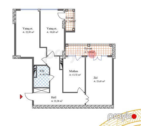 Satılır 3 otaqlı yeni tikili 121.4 m²