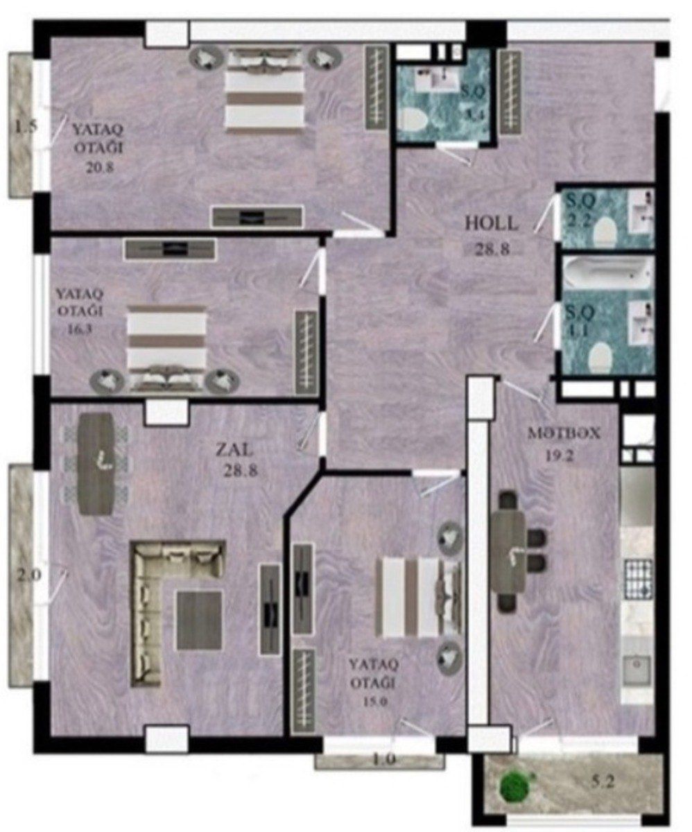 Satılır 4 otaqlı yeni tikili 149 m² — Mənzil, Bakı (8)
