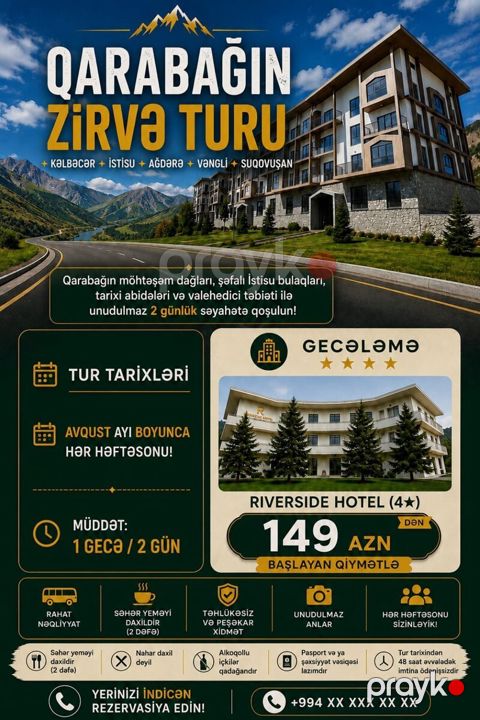 Kəlbəcər Ağdərə turu — Bakı