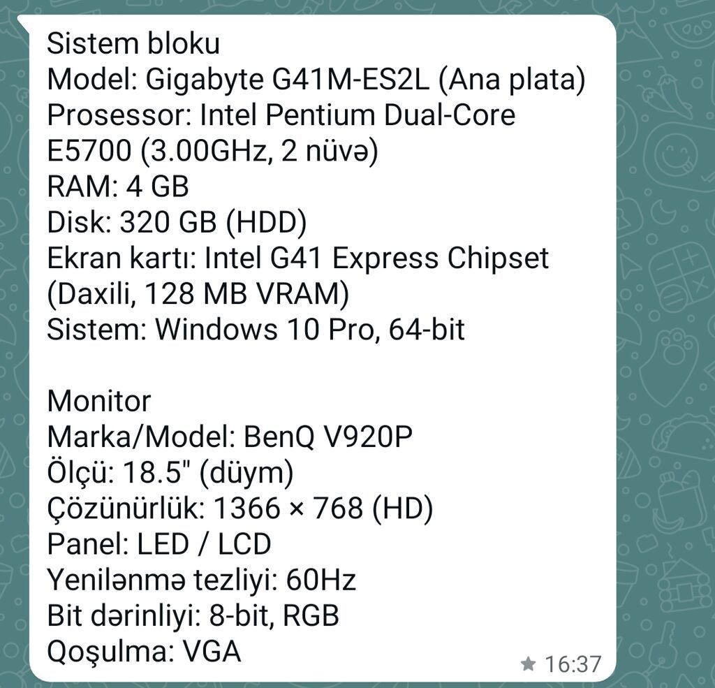 Satılır. Stol ilə birlikdə 150 manat. Komputerin heç bir problemi — Elektronika, Masazır (5)
