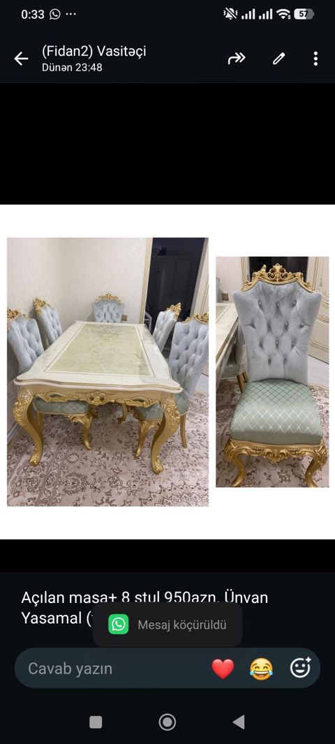 Açılan masa+ 8 stul 950azn. Ünvan Yasamal (fidan 2) — Bakı