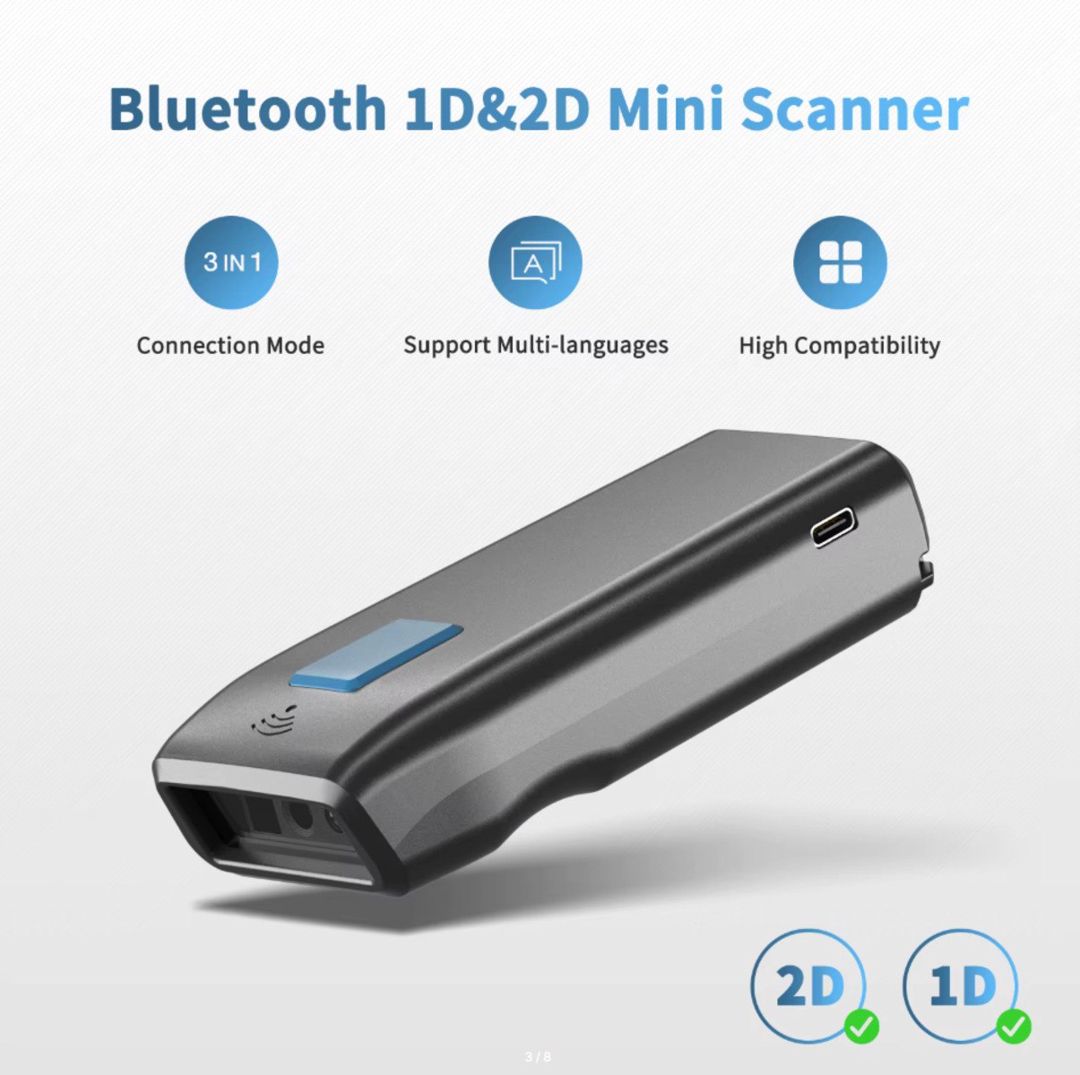 Mini Barkod oxuyucu 1D/2D bluetooth (barcode reader) — Biznes və avadanlıq, Bakı (6)