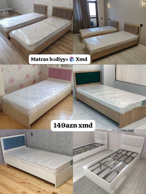 Yataq çarpayıları – 90x200 sm ölçülü tək nəfərlik modellər. - Müxtəlif — Bakı