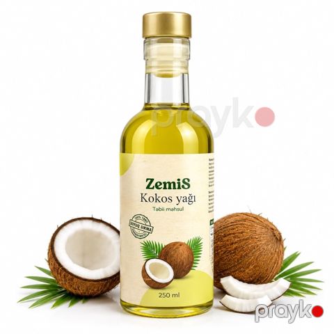 ZemiS Kokos yağı – Təbii məhsul, soyuq sıxma. Həcmi: 250 ml — Bakı