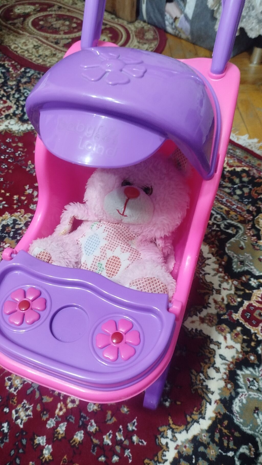 Uşaq üçün oyuncağ arabası və plyuş oyuncaq dəsti - Rənglər: çəhrayı — Oyun dəstləri, Bakı (5)
