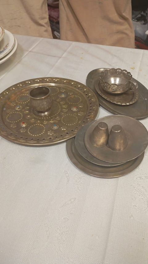 Misgər işi mis/nikellənmiş metal qab-qacaq dəsti - Şərq üslubunda — Digah