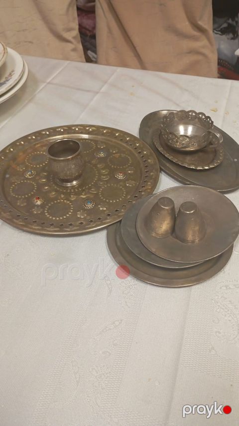 Misgər işi mis/nikellənmiş metal qab-qacaq dəsti - Şərq üslubunda