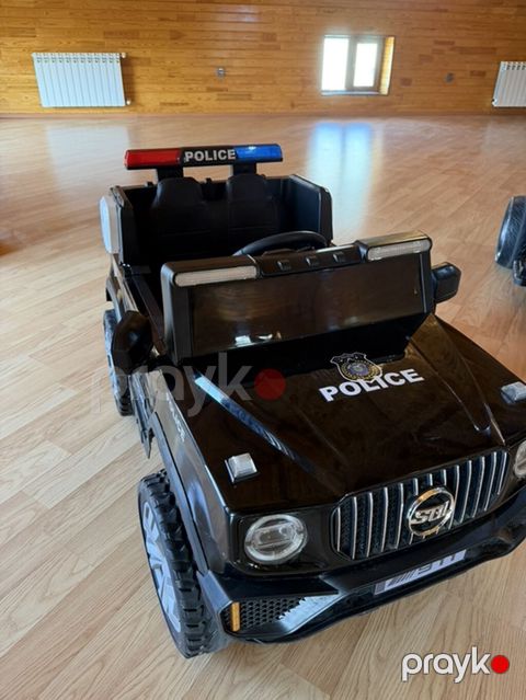 Uşaq elektrik polisi maşını – 2 yerlik, qara rəng Xüsusiyyətlər — Bakı