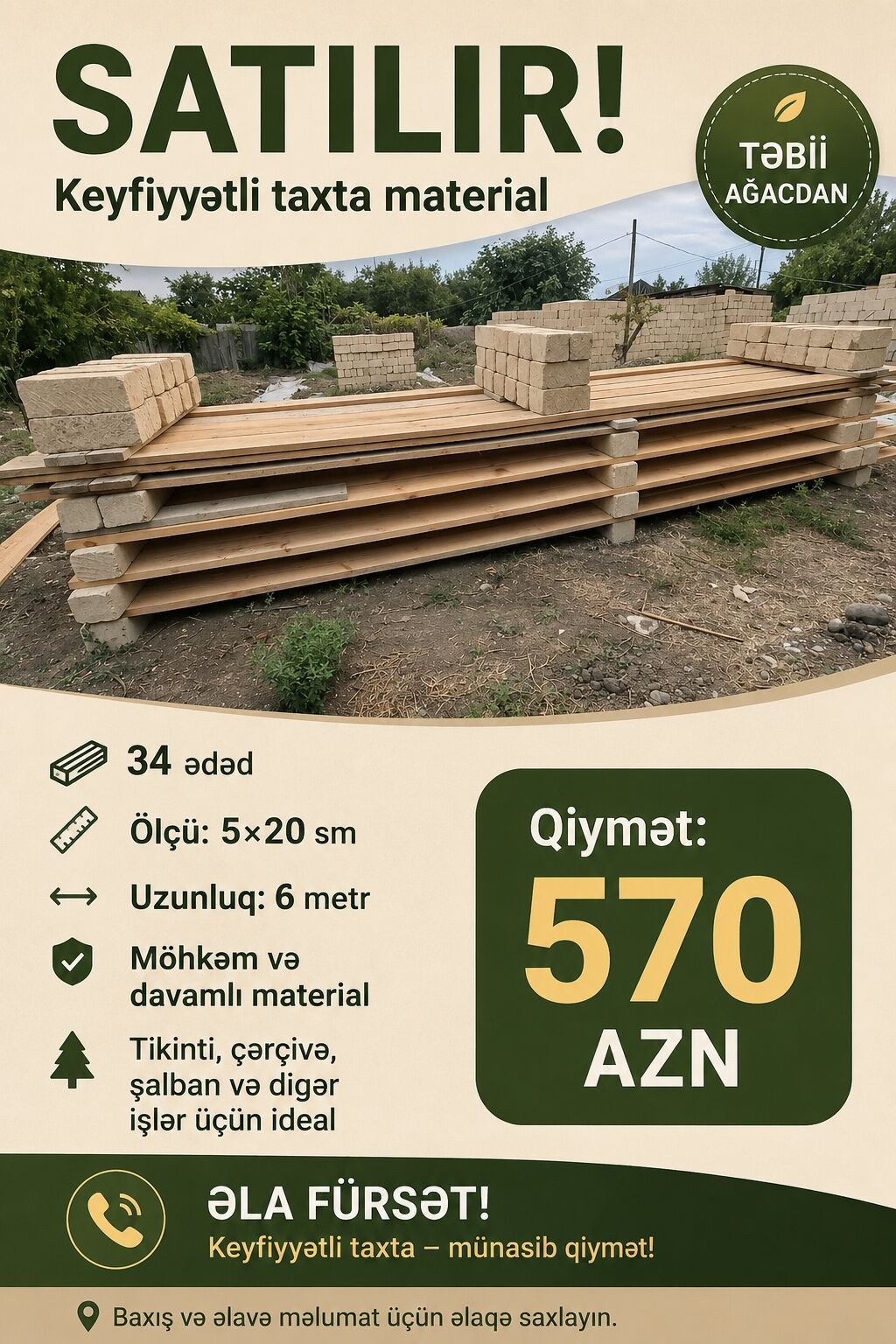 Taxtalar, uzunluğu - 6 m — Təmir və inşaat, Samux
