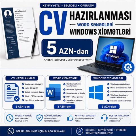CV hazırlanması və kompüter xidmətləri — Bakı