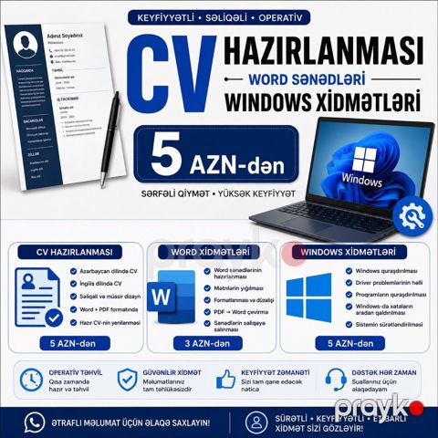 CV hazırlanması və kompüter xidmətləri — Bakı