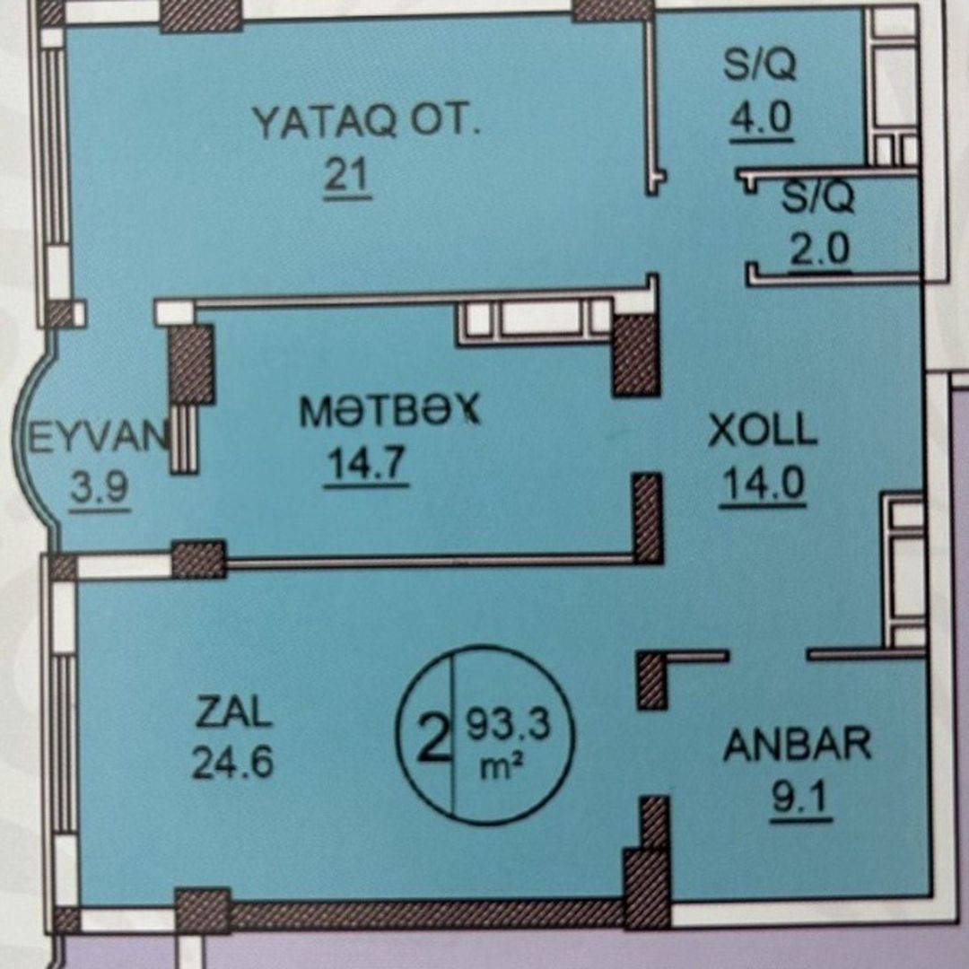 Satılır 2 otaqlı yeni tikili 94 m² — Mənzil, Bakı (9)