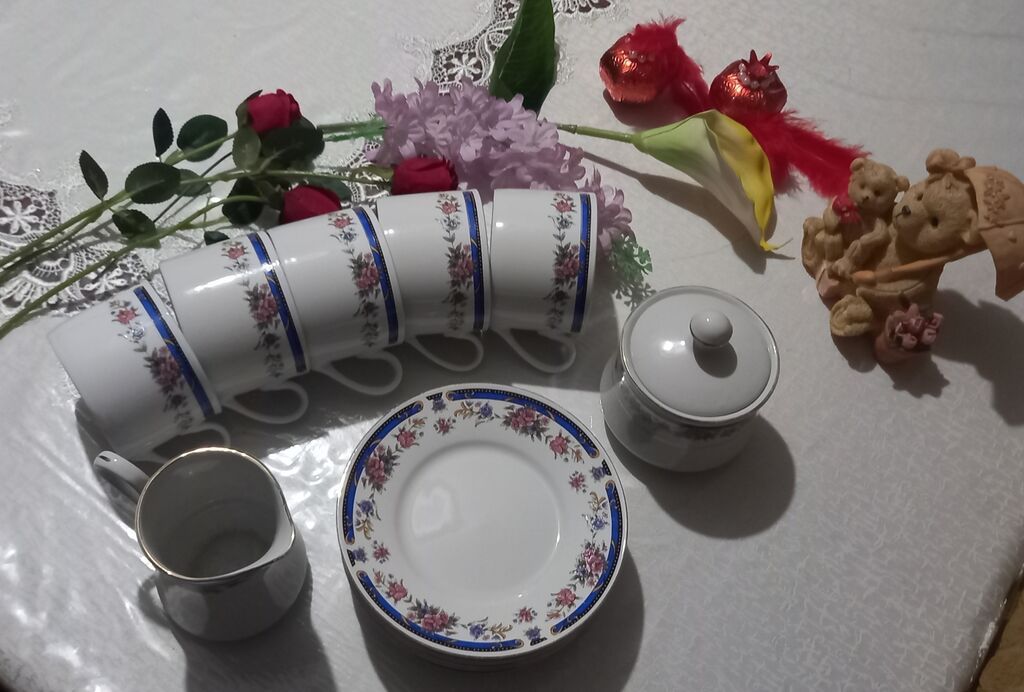 Çay dəsti, rəng - Yaşıl, Farfor — Çaynikler və qəhvə qabları, Bakı (3)