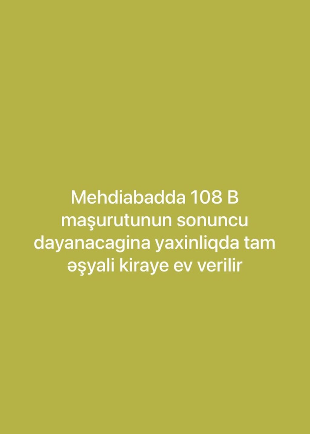 Tam əşyalı kirayə ev – Mehdiabadda, 108B marşrutunun son dayanacağına — Daşınmaz əmlak, Mehdiabad