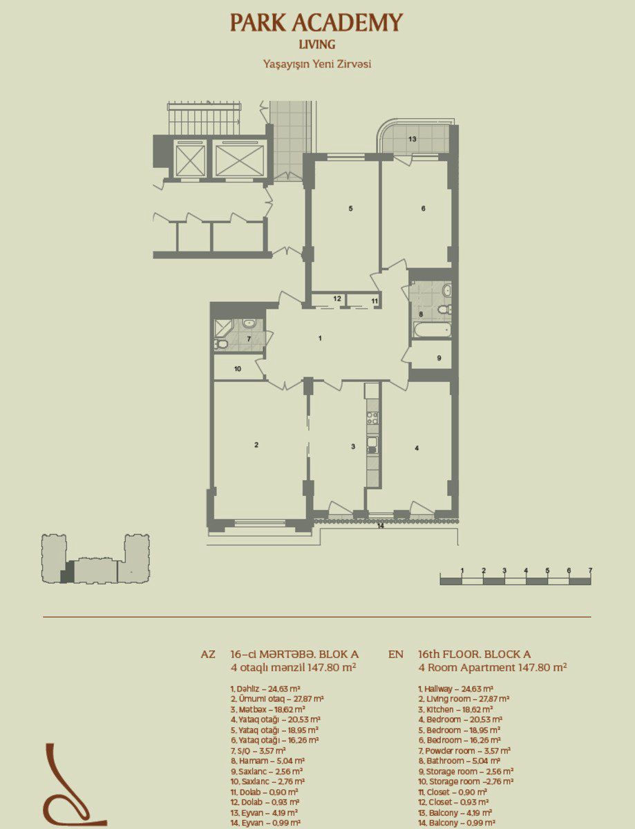 Satılır 4 otaqlı yeni tikili 147.8 m² — Mənzil, Bakı (11)