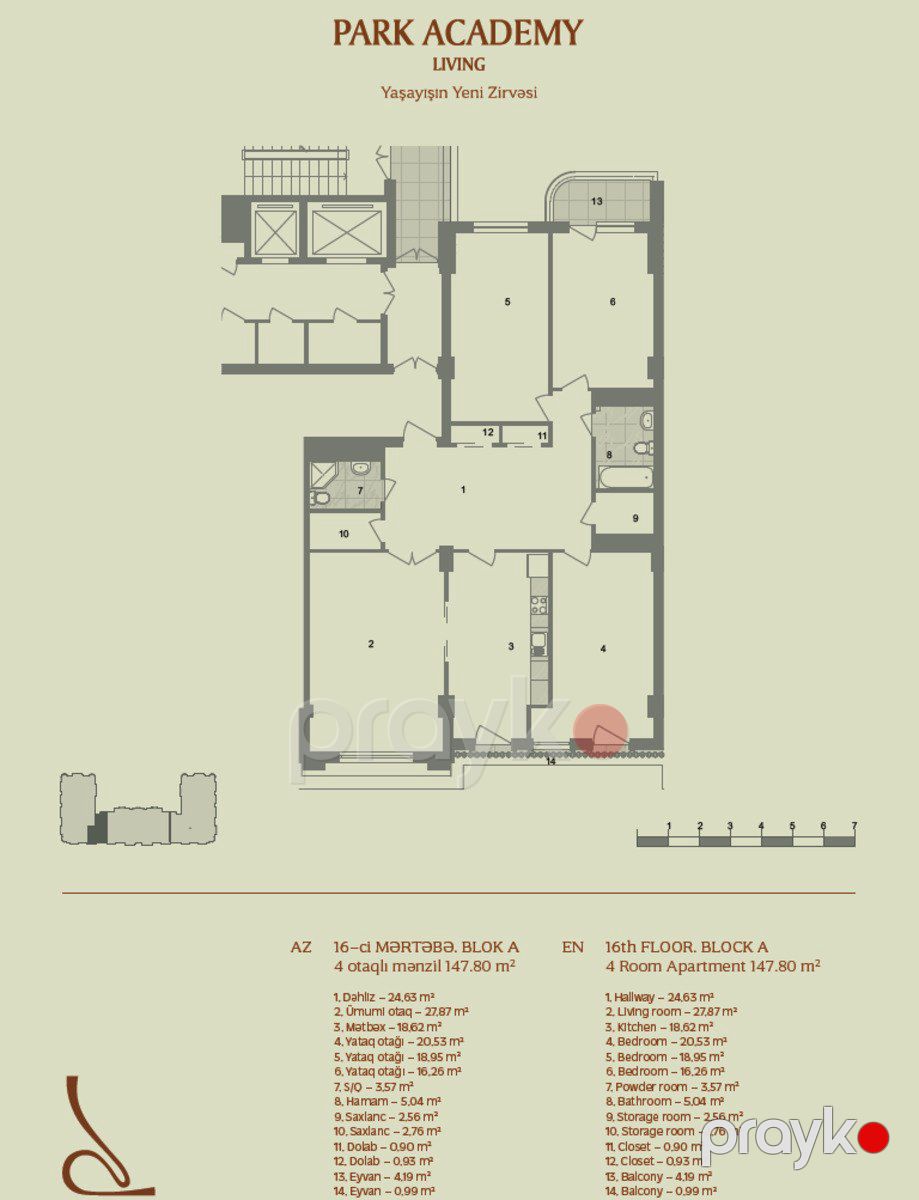 Satılır 4 otaqlı yeni tikili 147.8 m² — Mənzil, Bakı (11)