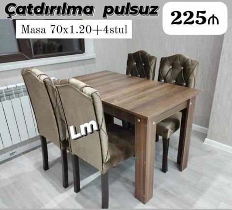 Masa dəsti Masa +4 Stull Qiymət 225₼ Masa ölçü: 70x1.20 Təhvil — Bakı