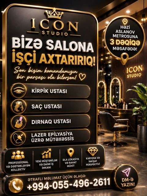 Icon Studio – salona əməkdaş axtarışı Vəzifələr: - Kirpik ustası — Bakı