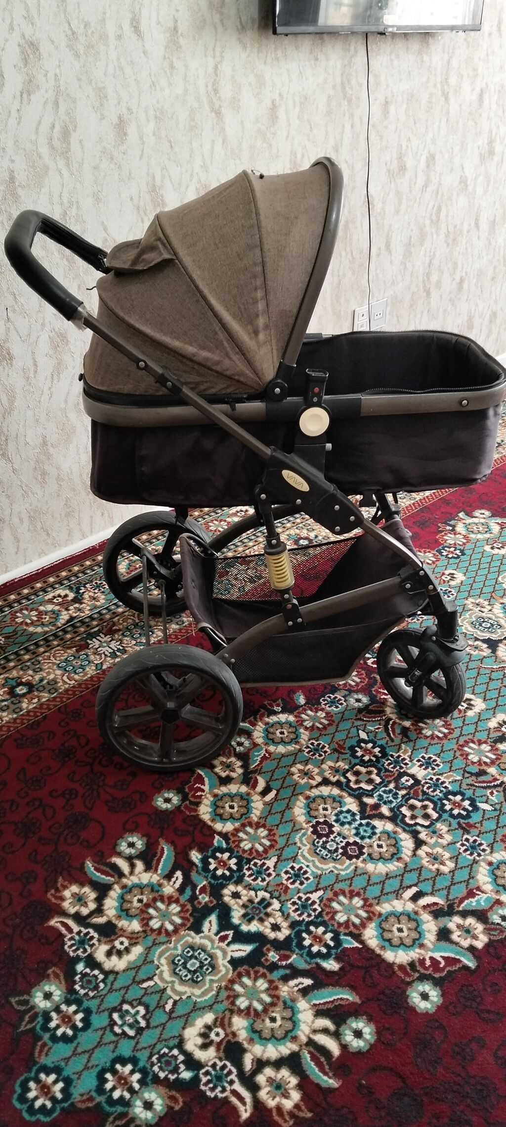 Uşaq arabası – beşik tipli, tünd qəhvəyi rəngdə - 2-in-1 tipli — Arabalalar, Sumqayıt (2)