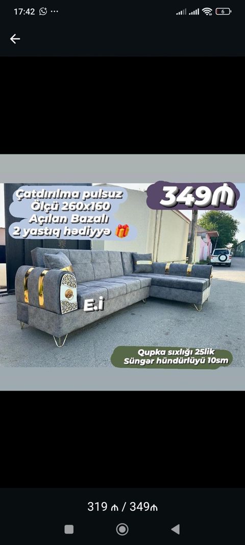 Modul Künc Divan - Ölçü: 260x160 sm - Açılan, bazalı model - Qupka