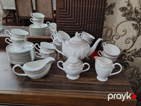 Çay dəsti, rəng - Ağ, Farfor, 12 nəfərlik