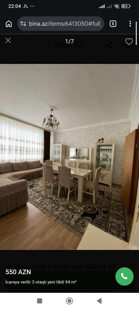 1 nefer oglan lazmdi İcarəyə verilir: 3 otaqlı yeni — Gəncə