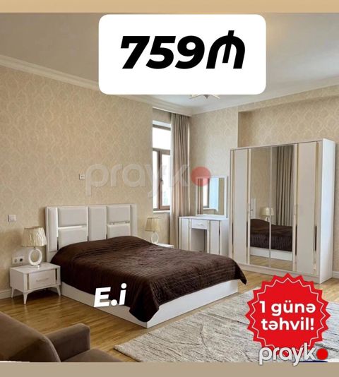 Yataq otağı mebel dəsti – 759₼ Dəstın tərkibi: - Çarpayı (başlıqla)