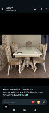 Qonaq otağı üçün, İşlənmiş, Açılmayan, Dördbucaq masa, 8 stul — asiya — Furniture