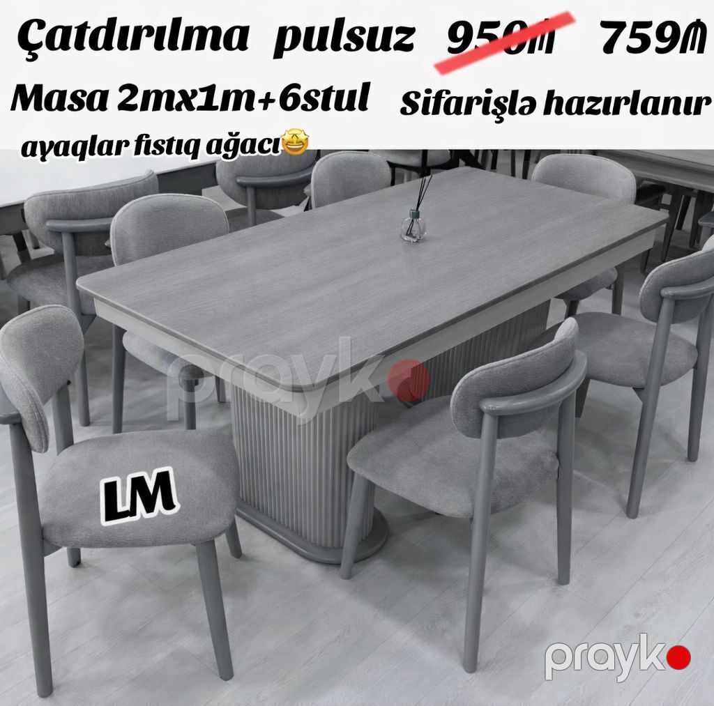 Möhtəşəm masa dəstləri (masa + 6stul) Endirim edildi 959 azn yox 759 — Masalar və stullar, Bakı (5)