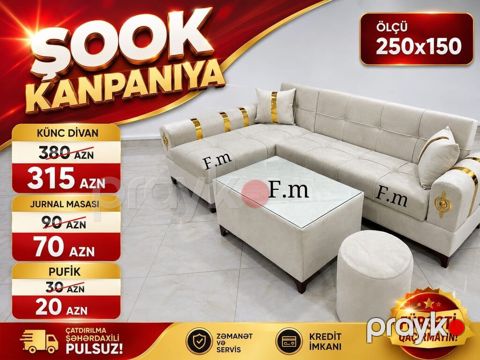 ŞOK Kampanıya – Künc dəst - Ölçü: 250 x 150 - Künc divan: 315 AZN